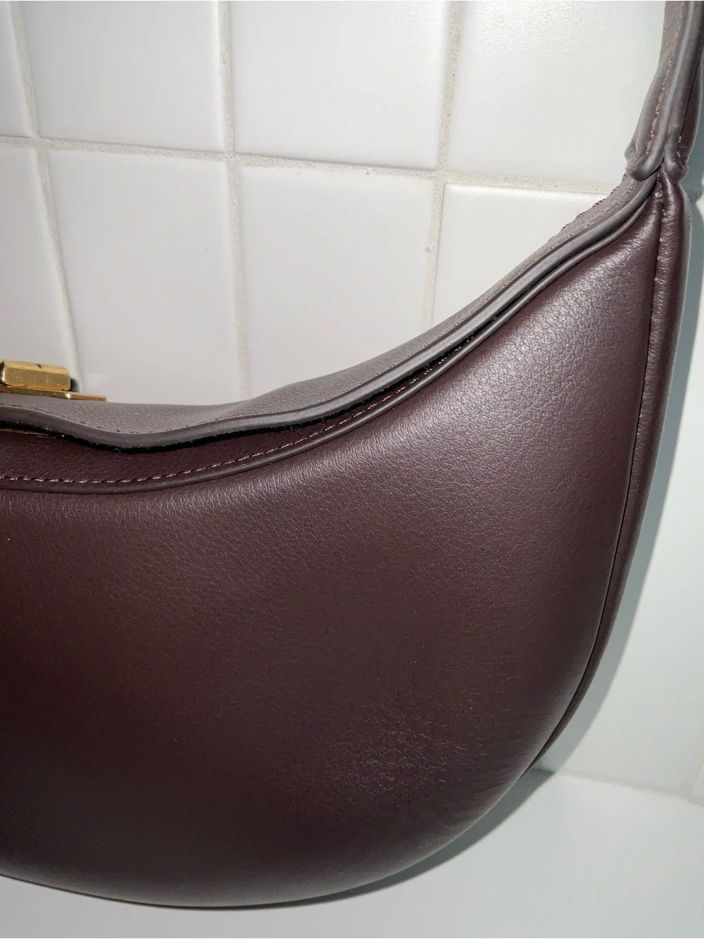 J. McLaughlin Molina Brown Crescent Leather Shoulder Bag